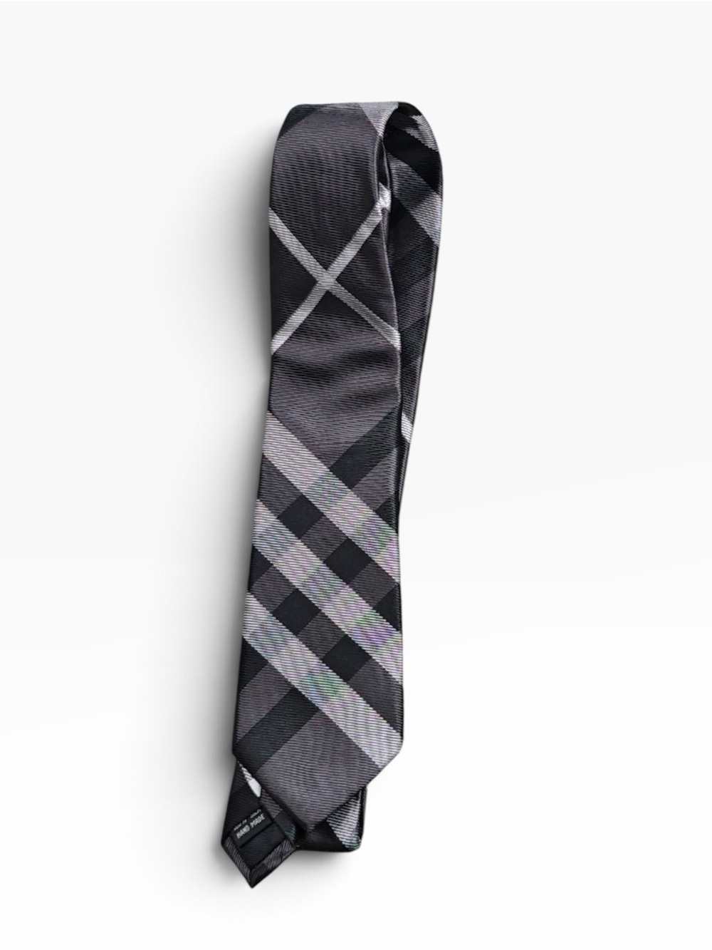 Burberry vintage Men's Grey Plaid Silk Tie - Classic Check Pattern